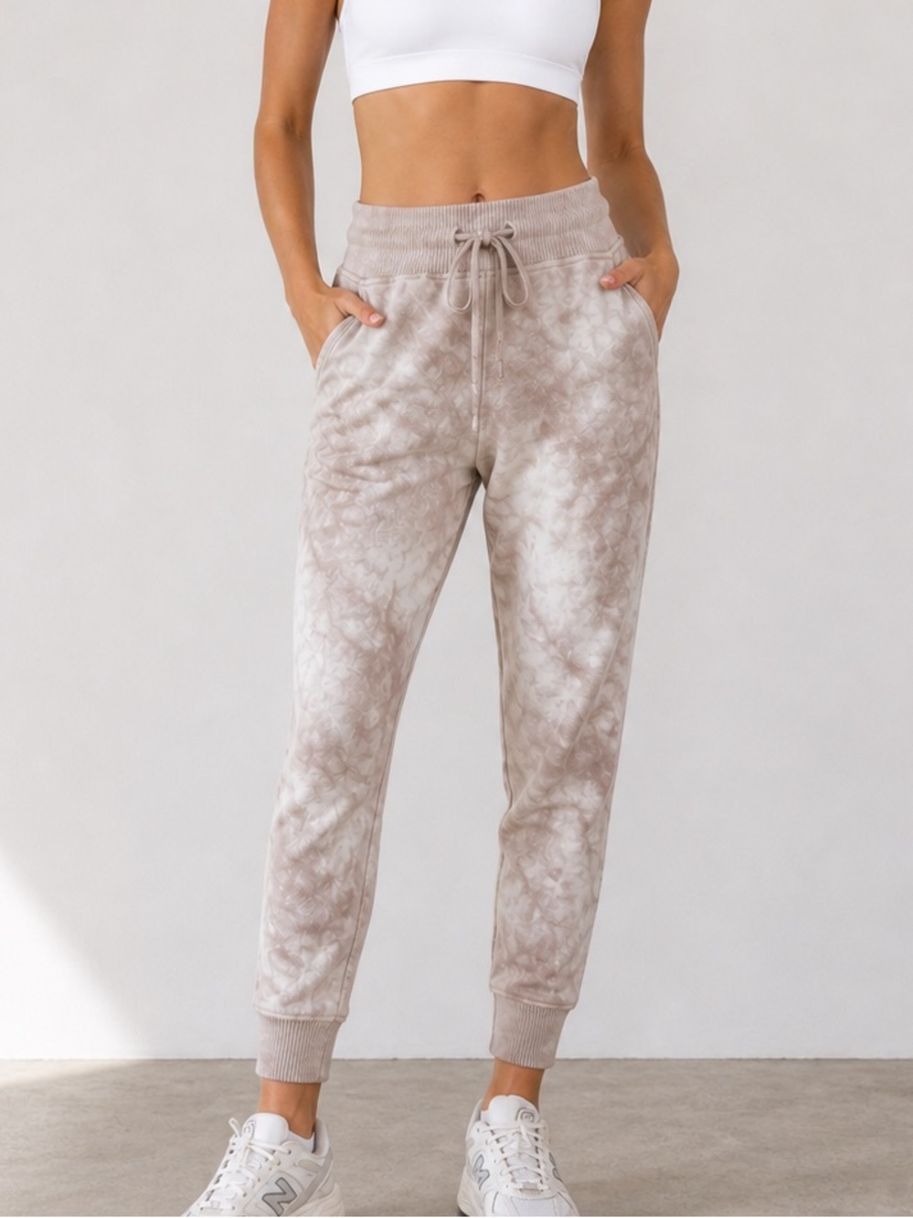 All in Motion soft knit Tie-Dye Joggers Pants - Beige White